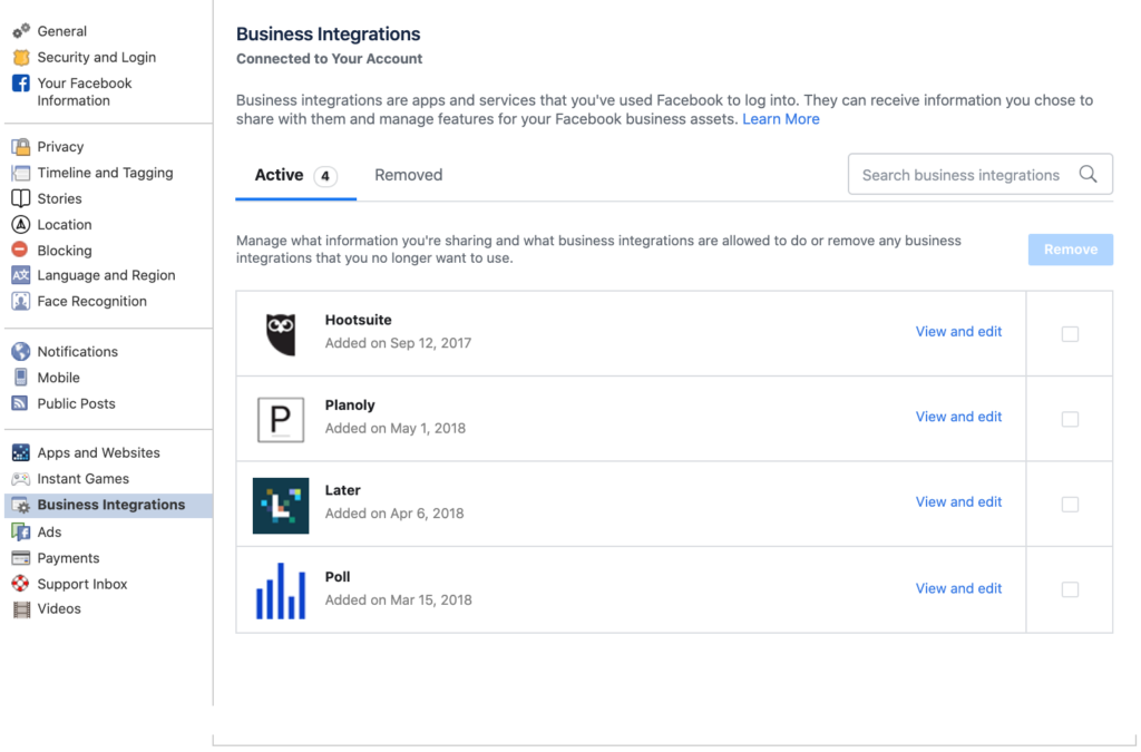 Facebook Business Integrations and Planoly set-up
