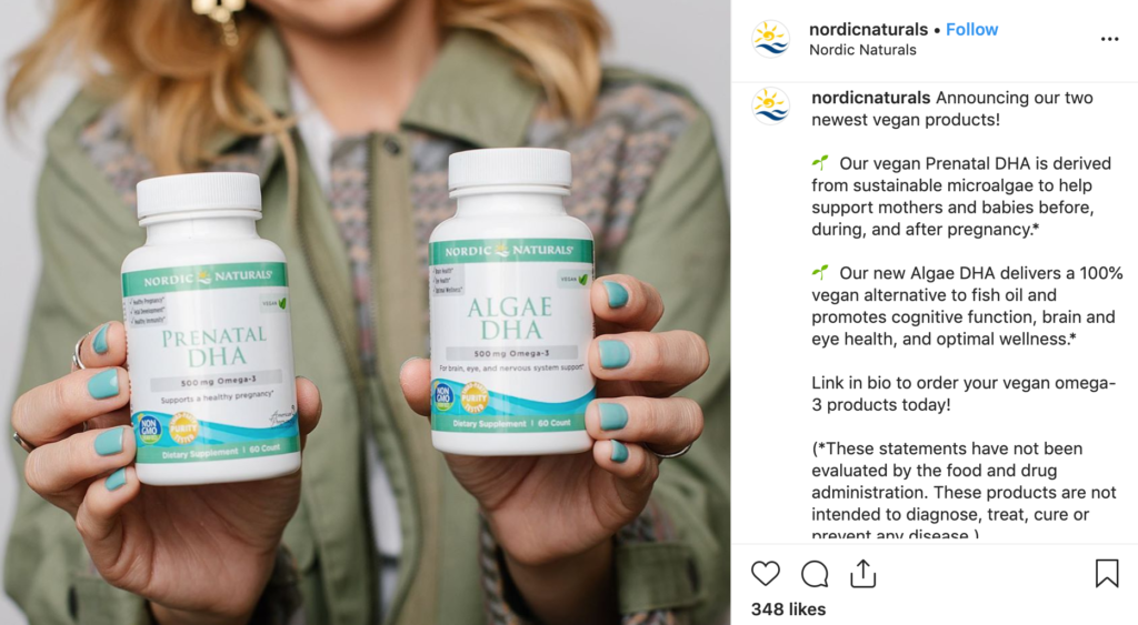 example of nutritional supplement Instagram post