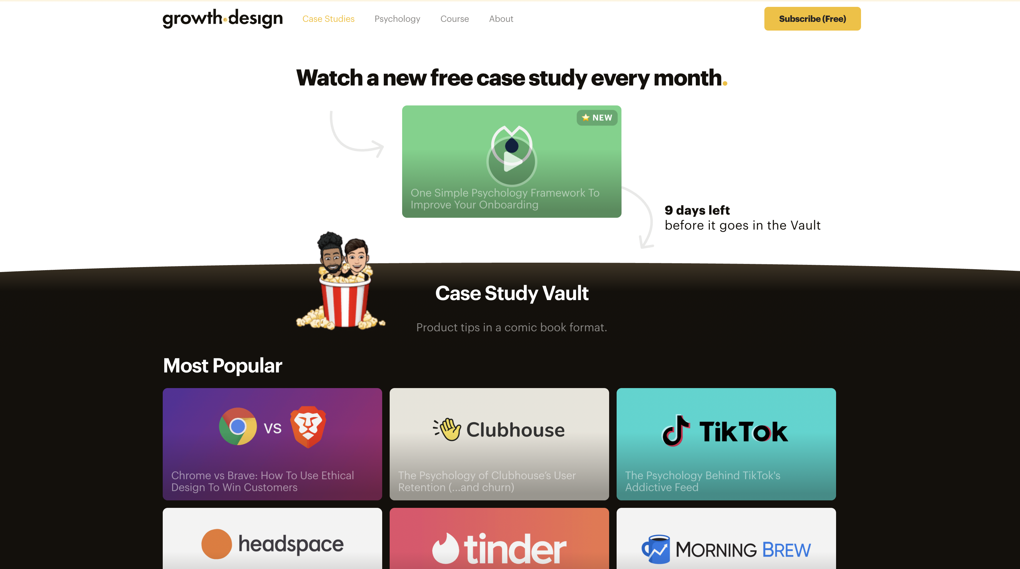 Screenshot of the Growth Design case study homepage